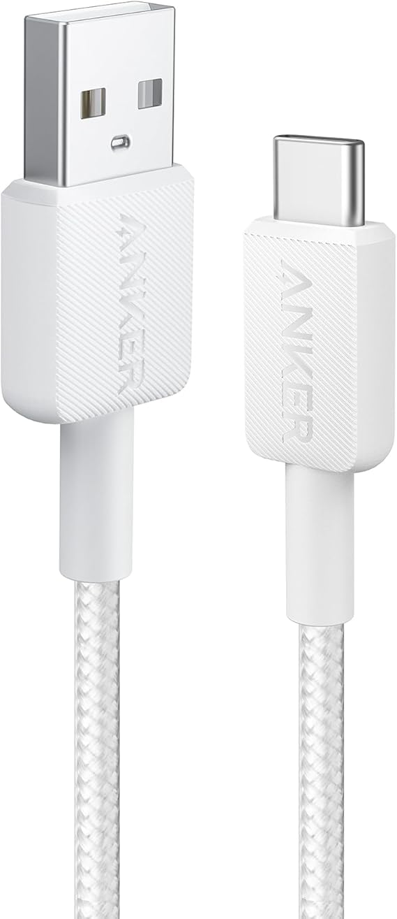 ANKER USB-A to USB-C 3ft Braided PD Cable, 0.9m, White ANKER USB-A to USB-C 3ft Braided PD Cable, 0.9m, White